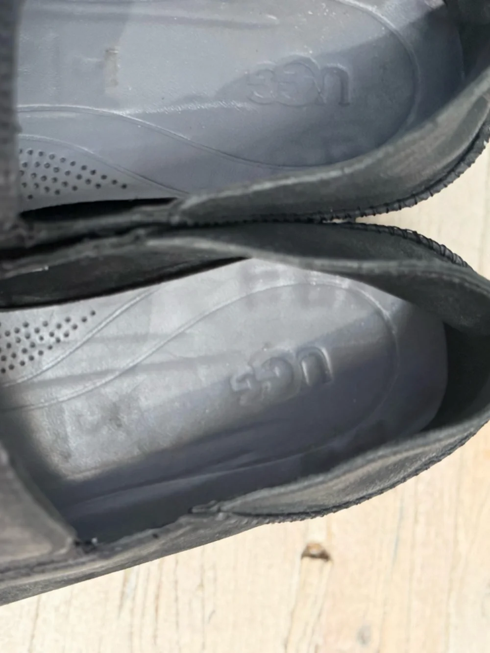 Men’s Black leather Ugg Loafers size 12